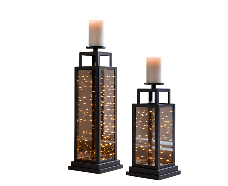 LED-Laterne mit Kerzenständer